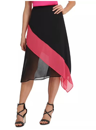DKNY Colorblocked Asymmetrical Skirt Size S