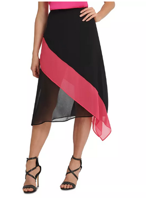 DKNY Colorblocked Asymmetrical Skirt Size S